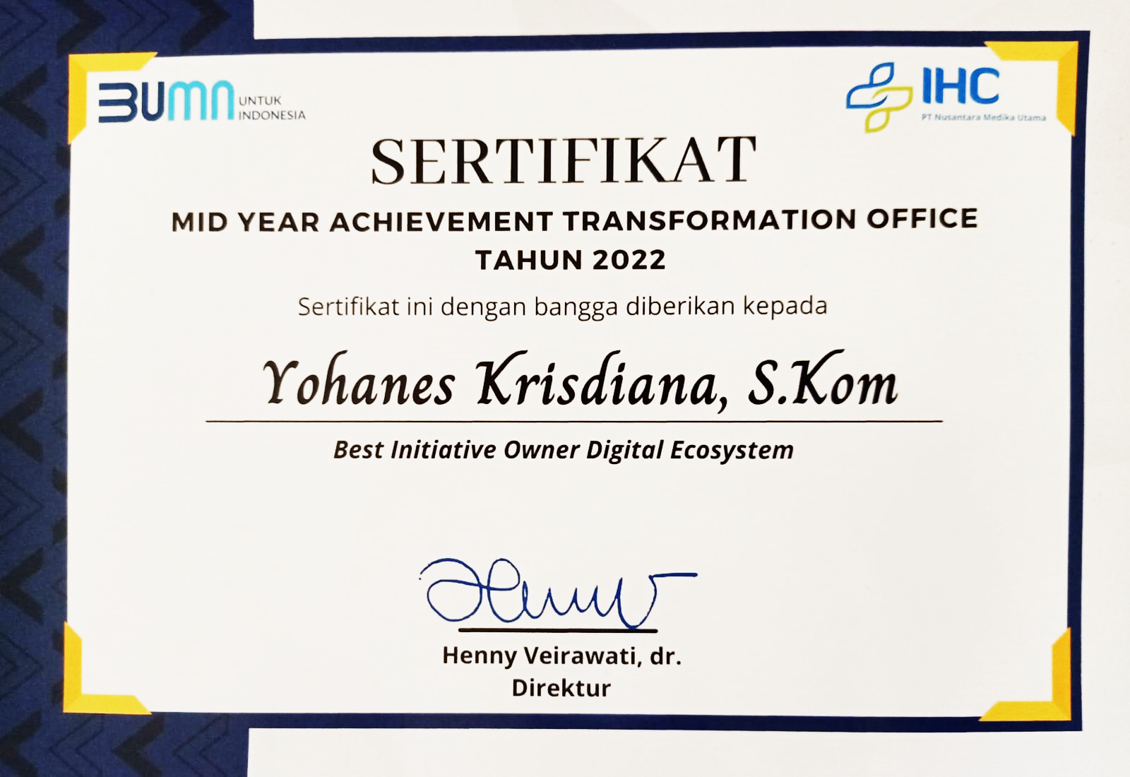 Sertifikat Best IO Digital Ecosystem