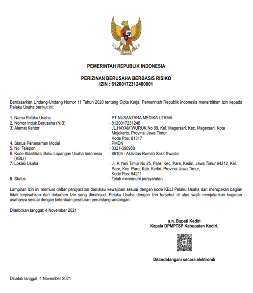 Surat Ijin Rumah Sakit Tahun 2019