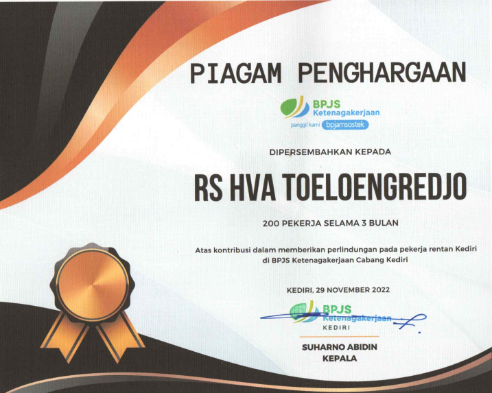 Sertifikat Program Gerakan Nasional oleh BPJS Ketenagakerjaan Kediri